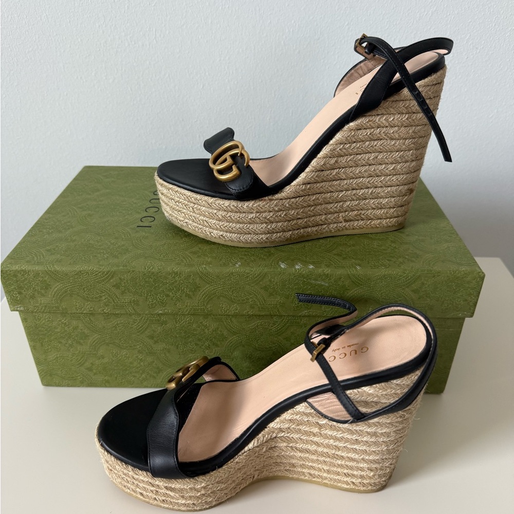 Gucci Galassia Aitana Espadrille Wedge Sandals Size 9